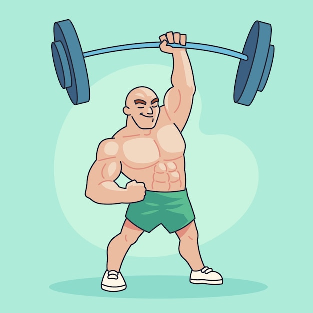 Dibujado a mano ilustración de dibujos animados de hombre fuerte