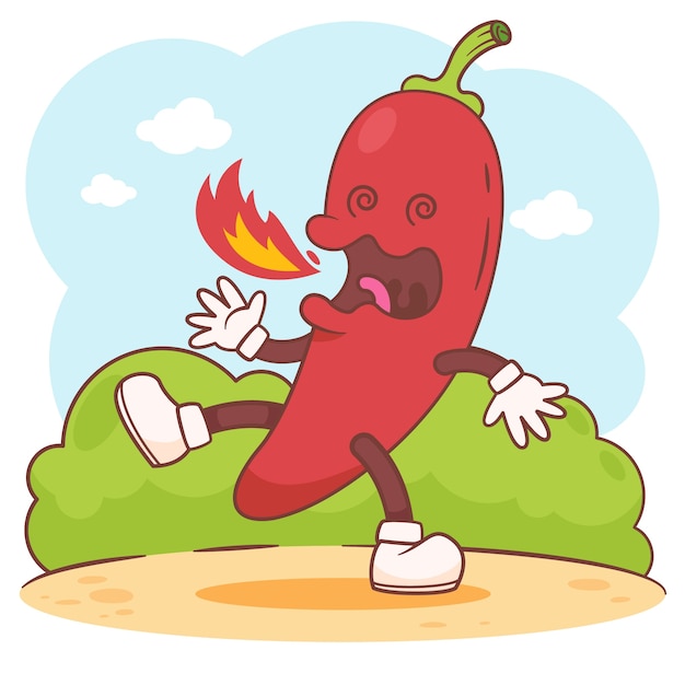 Dibujado a mano ilustración de dibujos animados de jalapeño