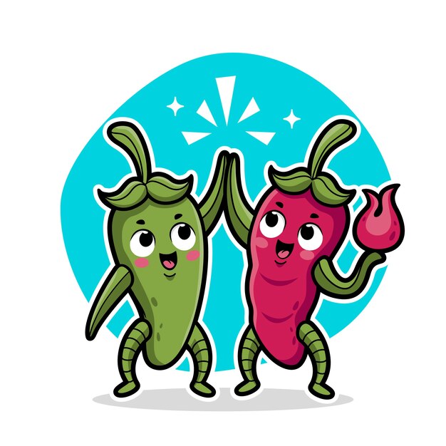 Dibujado a mano ilustración de dibujos animados de jalapeño