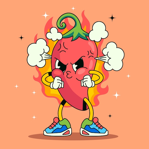 Dibujado a mano ilustración de dibujos animados de jalapeño