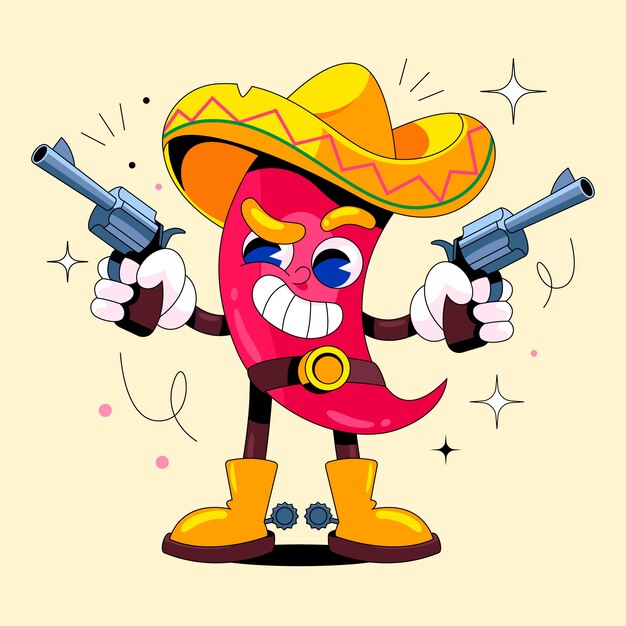 Dibujado a mano ilustración de dibujos animados de jalapeño