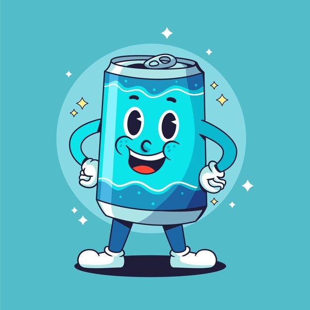 Dibujado a mano ilustración de dibujos animados de lata de refresco