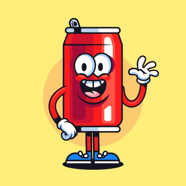 Dibujado a mano ilustración de dibujos animados de lata de refresco