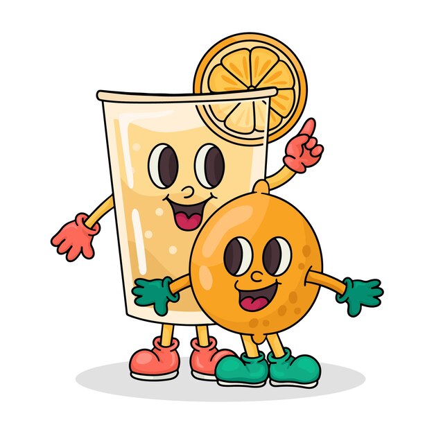 Dibujado a mano ilustración de dibujos animados de limonada