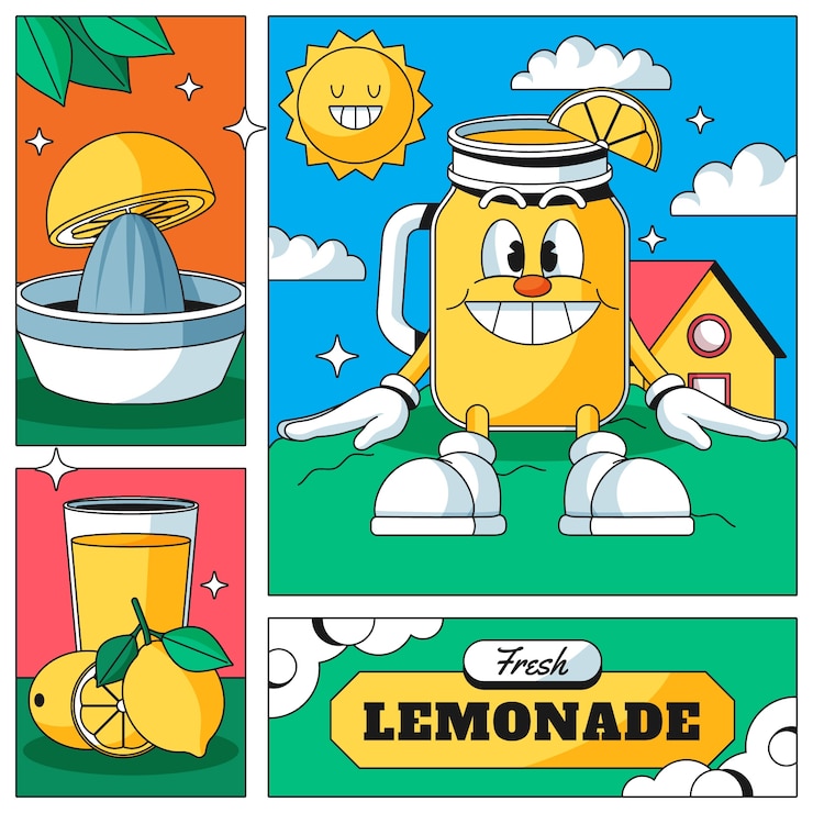 Vector gratuito dibujado a mano ilustración de dibujos animados de limonada