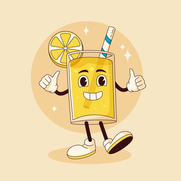 Dibujado a mano ilustración de dibujos animados de limonada