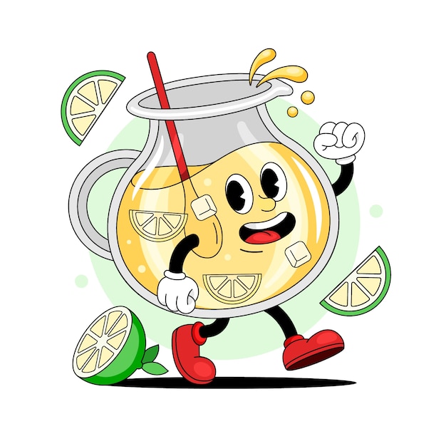 Dibujado a mano ilustración de dibujos animados de limonada