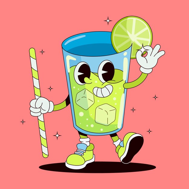 Dibujado a mano ilustración de dibujos animados de limonada