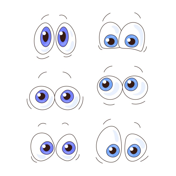 Vector gratuito dibujado a mano ilustración de dibujos animados de ojos asustados