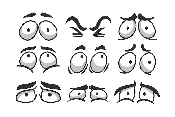 Vector gratuito dibujado a mano ilustración de dibujos animados de ojos asustados