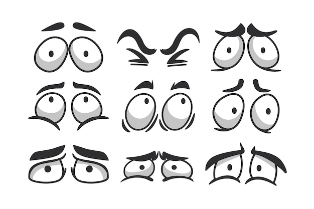 Dibujado a mano ilustración de dibujos animados de ojos asustados