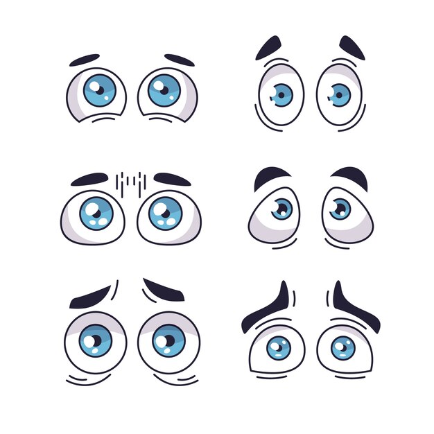 Dibujado a mano ilustración de dibujos animados de ojos asustados