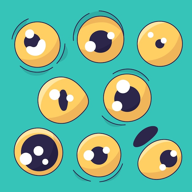 Dibujado a mano ilustración de dibujos animados de ojos asustados