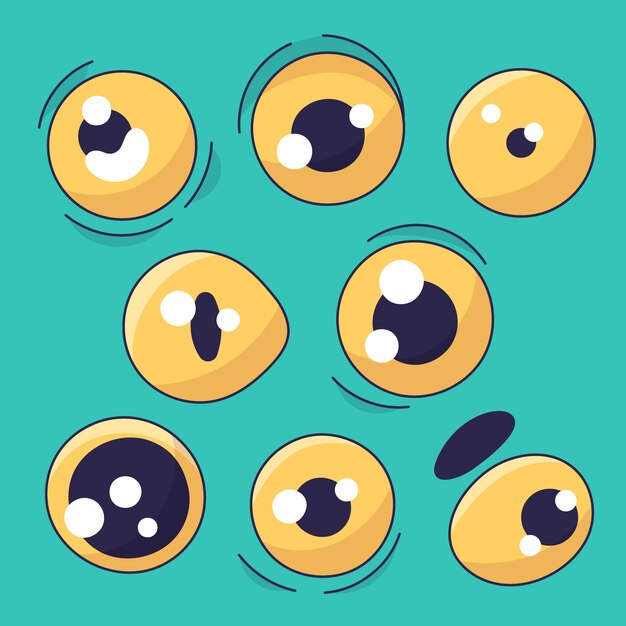 Dibujado a mano ilustración de dibujos animados de ojos asustados