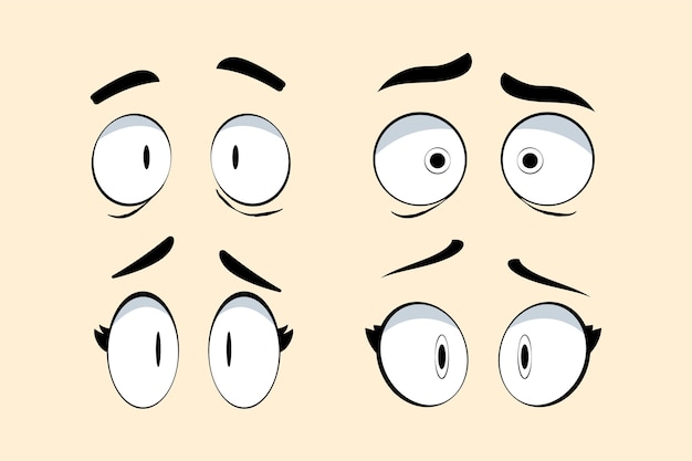 Dibujado a mano ilustración de dibujos animados de ojos asustados