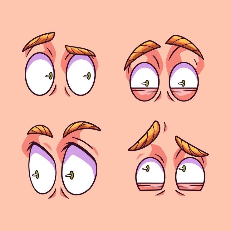 Vector gratuito dibujado a mano ilustración de dibujos animados de ojos asustados
