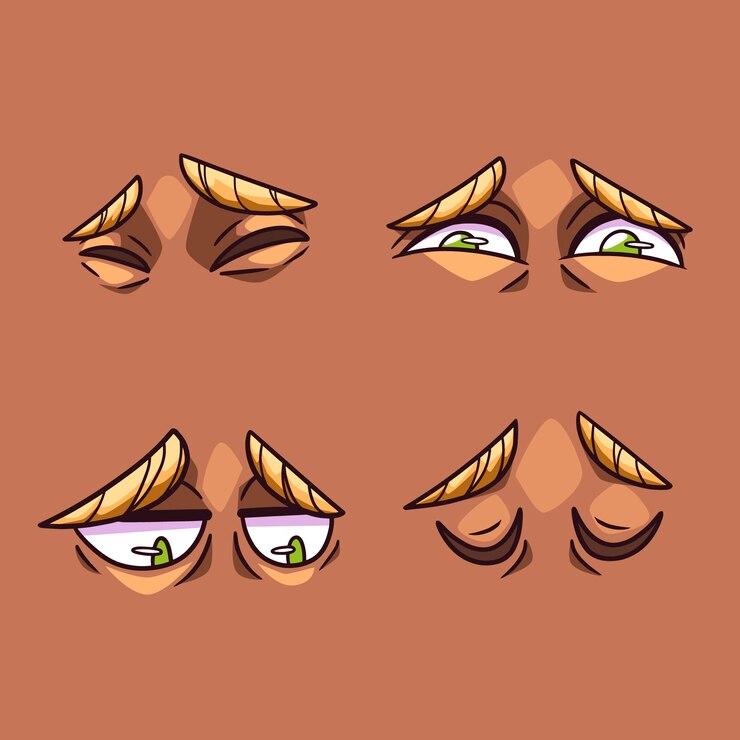 Vector gratuito dibujado a mano ilustración de dibujos animados de ojos tristes