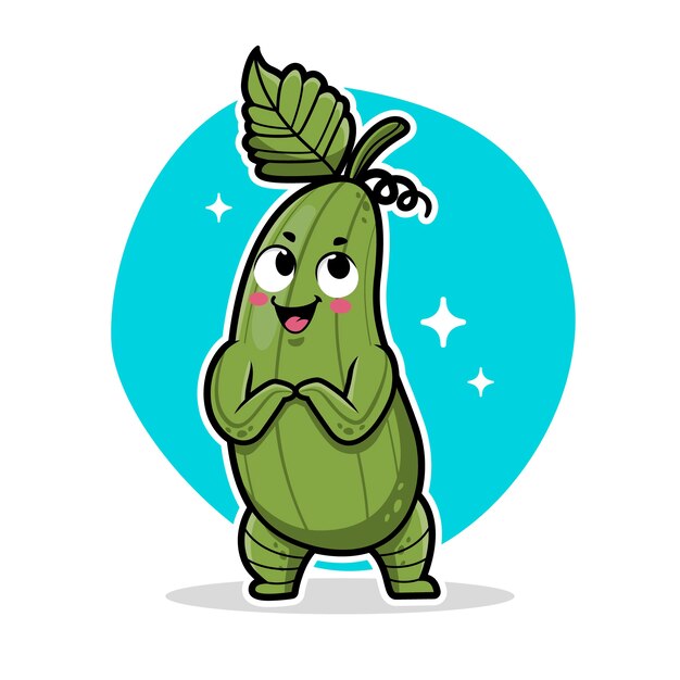 Dibujado a mano ilustración de dibujos animados de pepino