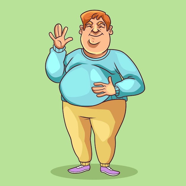 Vector gratuito dibujado a mano ilustración de dibujos animados de persona gorda