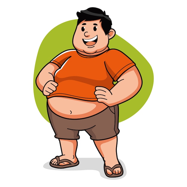 Dibujado a mano ilustración de dibujos animados de persona gorda