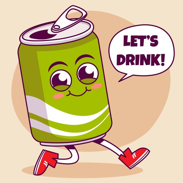 Dibujado a mano ilustración de dibujos animados de refresco
