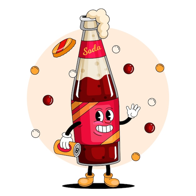 Dibujado a mano ilustración de dibujos animados de refresco