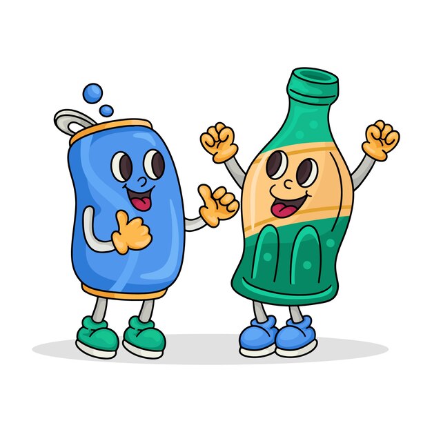 Dibujado a mano ilustración de dibujos animados de refresco