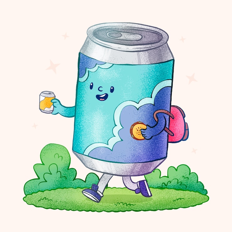 Vector gratuito dibujado a mano ilustración de dibujos animados de refresco