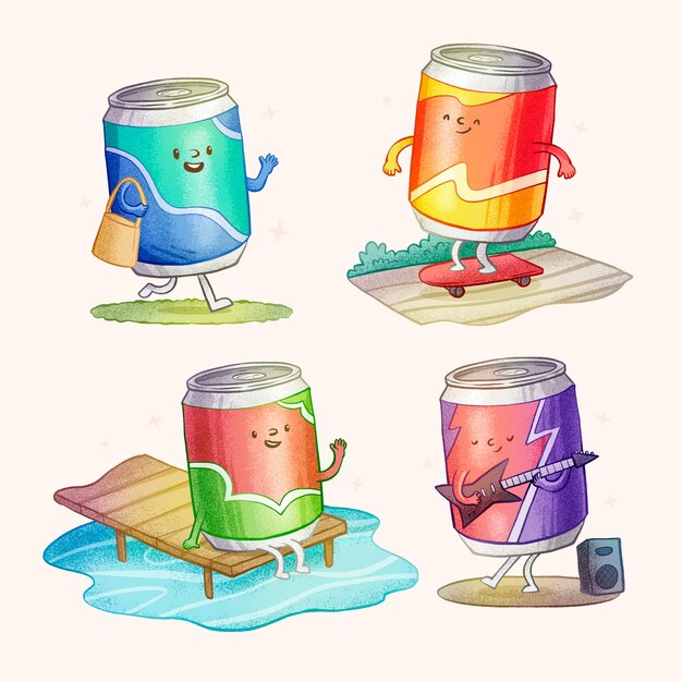 Dibujado a mano ilustración de dibujos animados de refresco