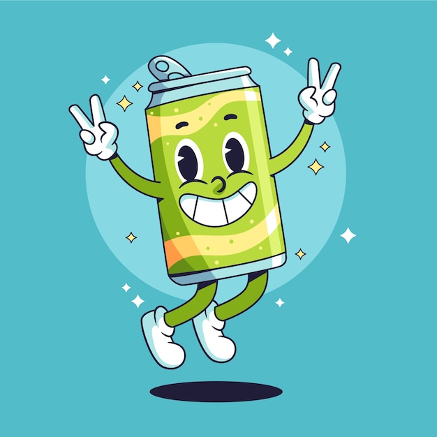 Dibujado a mano ilustración de dibujos animados de refresco
