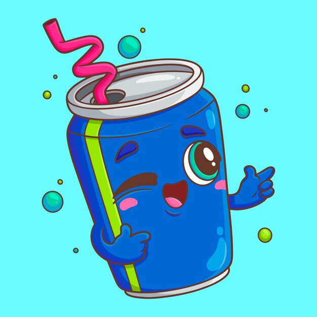 Dibujado a mano ilustración de dibujos animados de refresco