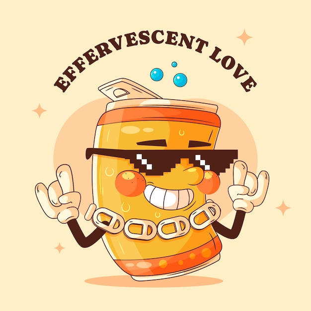 Dibujado a mano ilustración de dibujos animados de refresco
