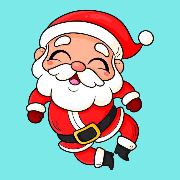 Vector gratuito dibujado a mano ilustración de dibujos animados de santa claus para la celebración de la temporada navideña