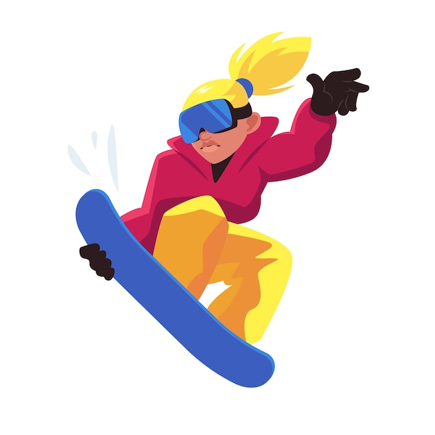 Vector gratuito dibujado a mano ilustración de dibujos animados de snowboard