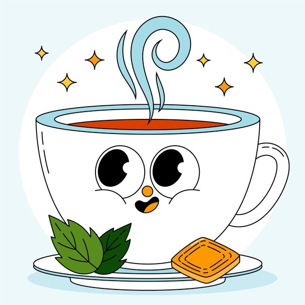 Dibujado a mano ilustración de dibujos animados de té