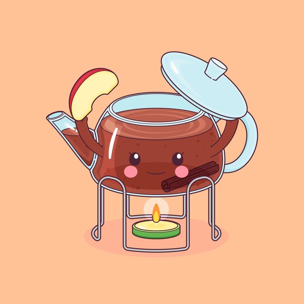 Dibujado a mano ilustración de dibujos animados de té