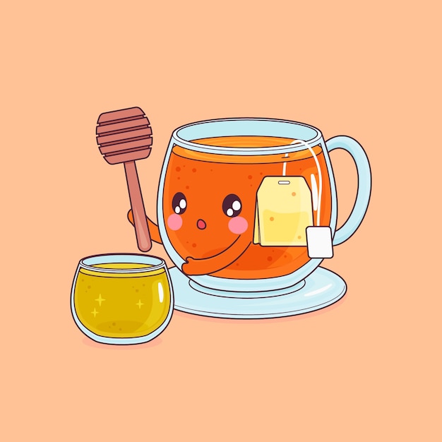 Dibujado a mano ilustración de dibujos animados de té