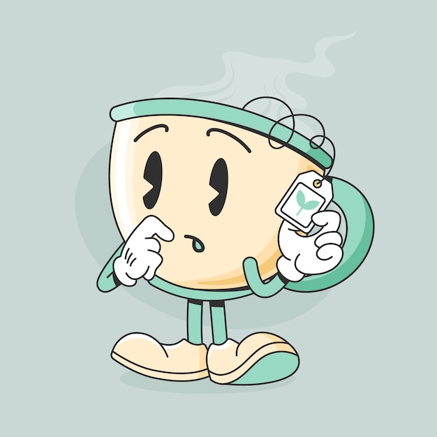 Dibujado a mano ilustración de dibujos animados de té