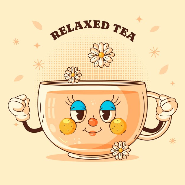 Dibujado a mano ilustración de dibujos animados de té
