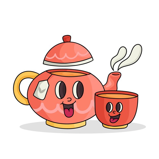 Dibujado a mano ilustración de dibujos animados de té