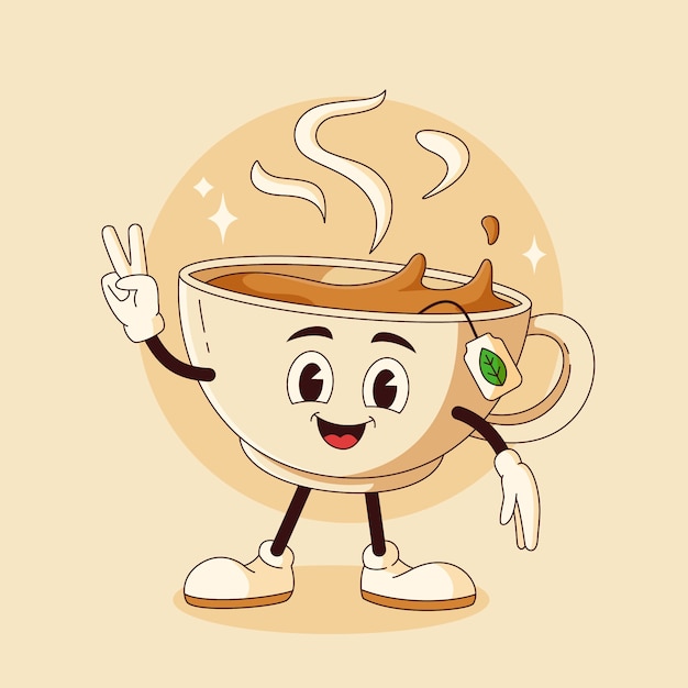 Vector gratuito dibujado a mano ilustración de dibujos animados de té