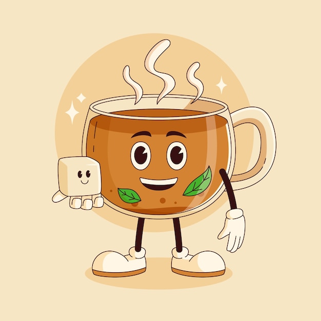 Dibujado a mano ilustración de dibujos animados de té