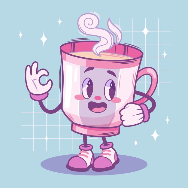 Dibujado a mano ilustración de dibujos animados de té