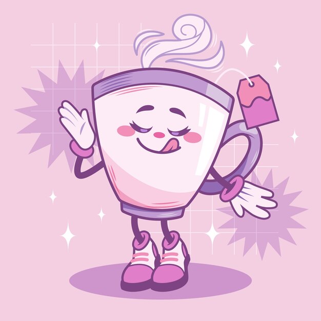 Dibujado a mano ilustración de dibujos animados de té