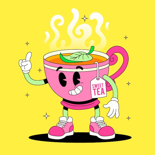 Dibujado a mano ilustración de dibujos animados de té