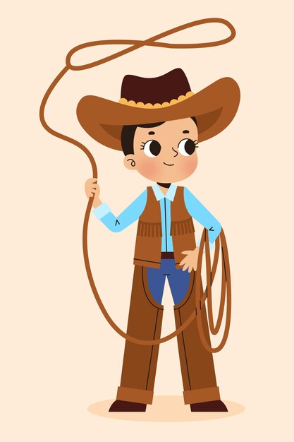Dibujado a mano ilustración de dibujos animados de vaquero