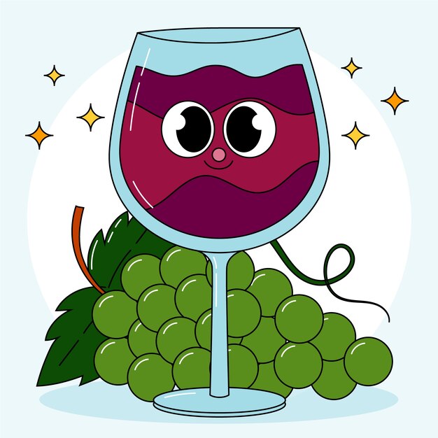 Dibujado a mano ilustración de dibujos animados de vino