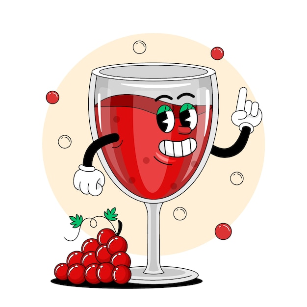 Vector gratuito dibujado a mano ilustración de dibujos animados de vino