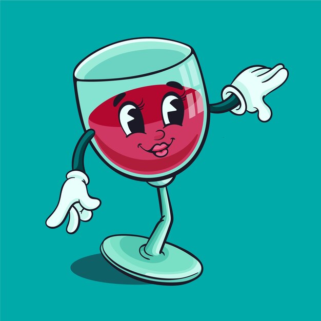 Dibujado a mano ilustración de dibujos animados de vino