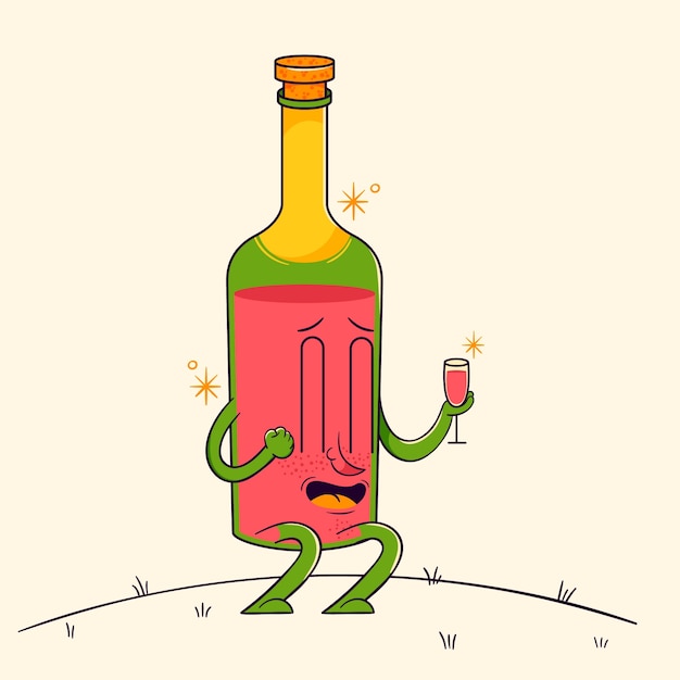 Dibujado a mano ilustración de dibujos animados de vino